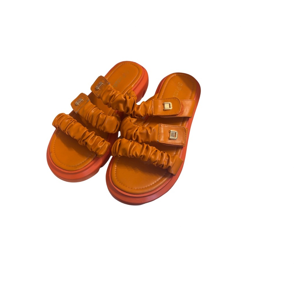 Orange Ruffled Women's Sandals